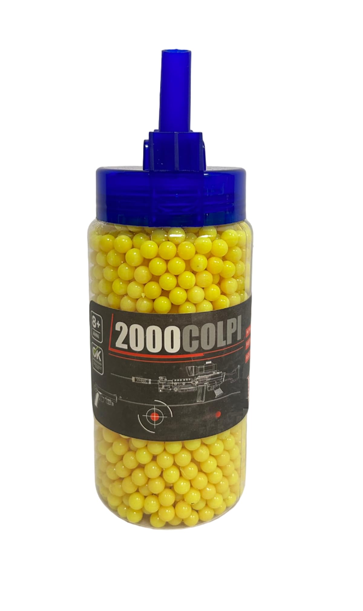 Confezione 2000 Pallini per Softair 6mm 0,12 gr Pallini per Pistola Fucile Mitra Pallini Soft Air Precisione e Alta Qualità con Beccuccio per Ricarica Rapida Biberon da 2000 Colpi,colori assortiti