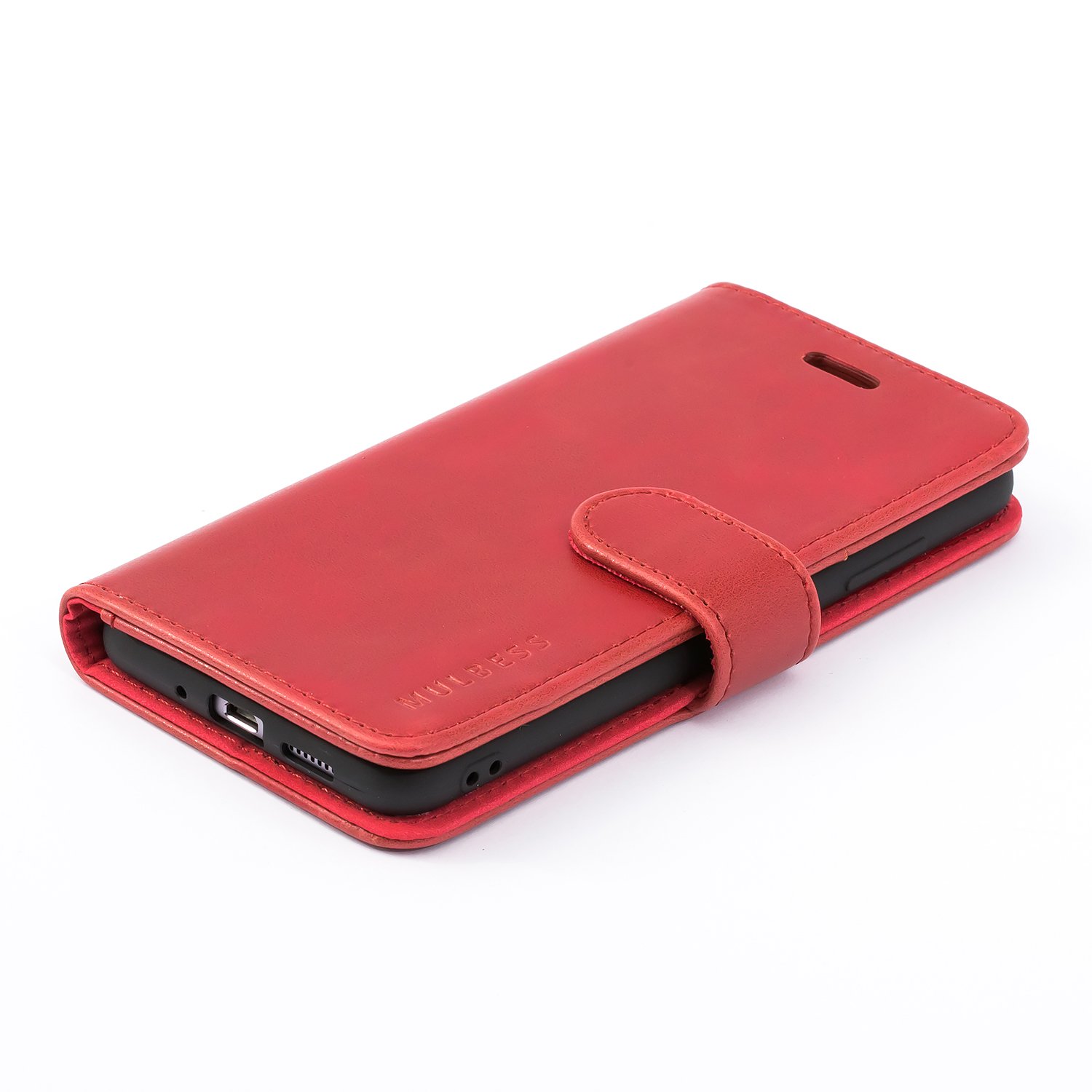 Mulbess Custodia per Huawei P40 Lite 4G, Cover Cellulare, Tasca Slot Carta, Supporto Stand, Magnetica Chiusura, Vintage Vino Rosso