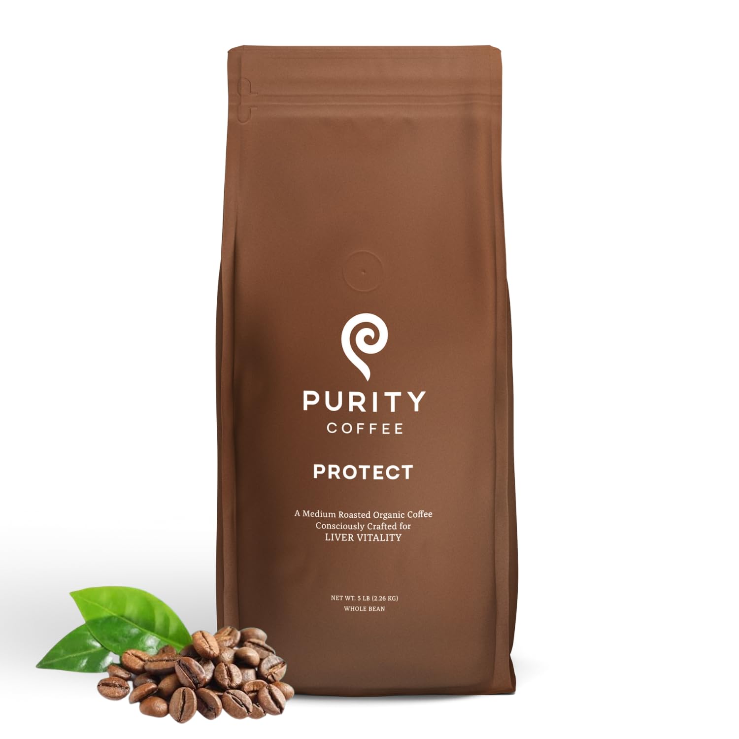 Purity Coffee PROTECT Highest Antioxidant Light-Medium Roast - USDA Certified Organic Specialty Grade Arabica Whole Bean Coffee - Third Party Tested for Mold, Mycotoxins, Pesticides - 5 lb Bag