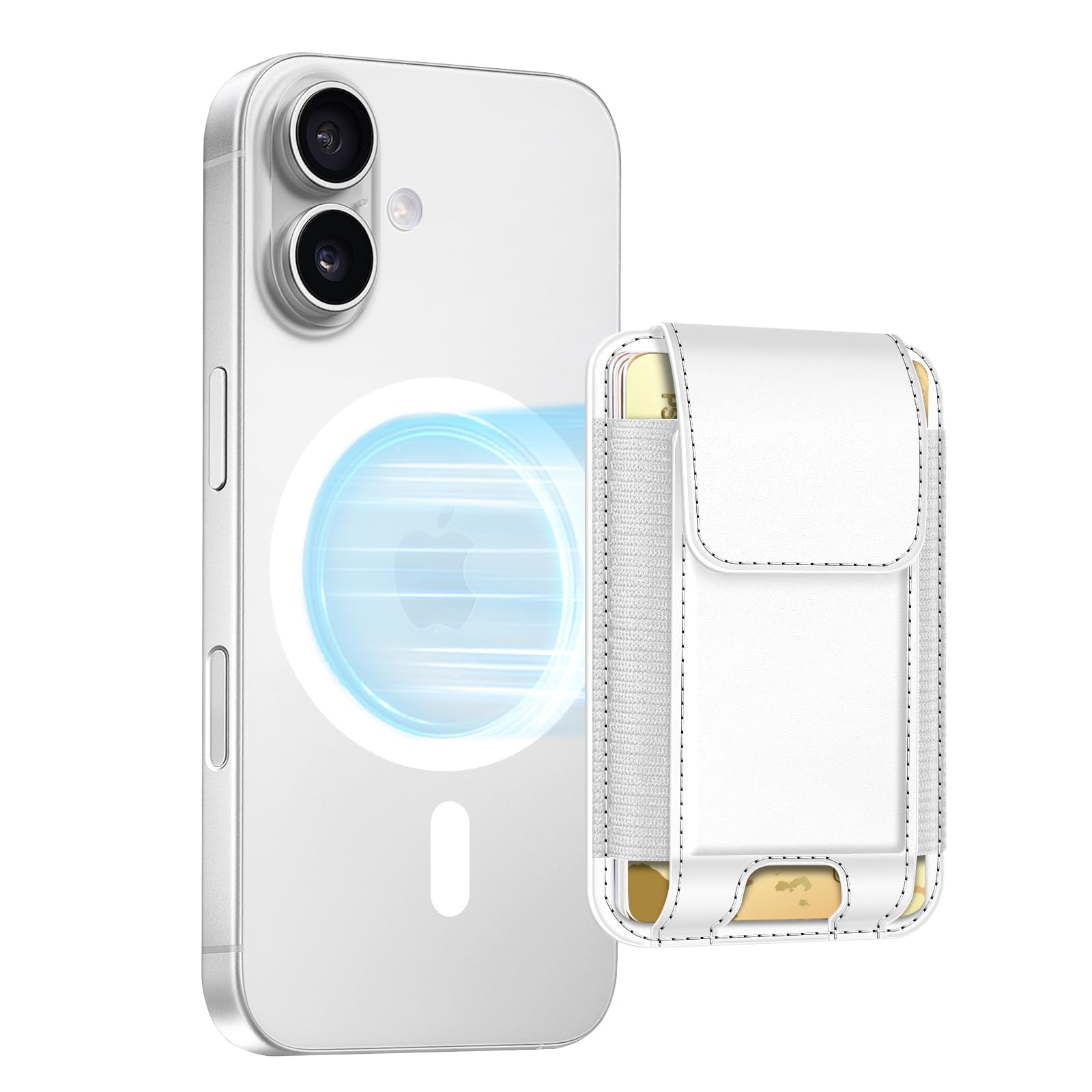 CASEBOT Porte-Cartes magnétique RFID pour iPhone 17/16/15/14/13/12, Cuir Slim, 6 Cartes
