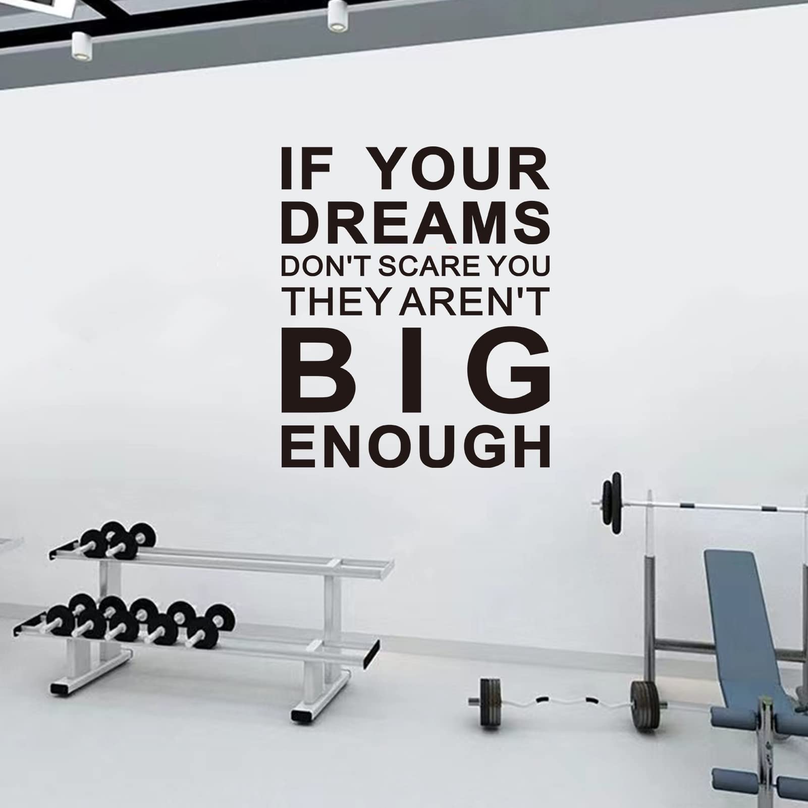 SEATUNE Inspirational Quotes Wall Stickers - Motivational Office Gym Wall Decals - Positive Home Vinyl Art Wall Decor - If Your Dreams Don't Scare You 15"X18"