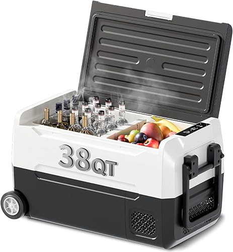 TABU Refrigerador portátil para automóvil de 38 cuartos (35 litros), congelador y refrigerador de doble zona de 12 V con 1224 V CC y 110240 V CA, -4 disponible en Yaxa Colombia