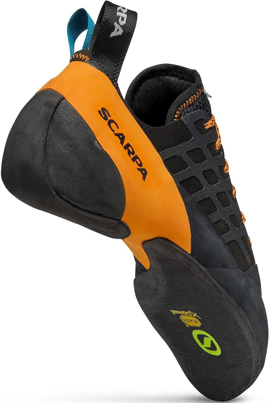 SCARPA Instinct - Zapatos de escalada con encaje para escalada deportiva y boulder, Negro/Naranja, 10 Women/9 Men