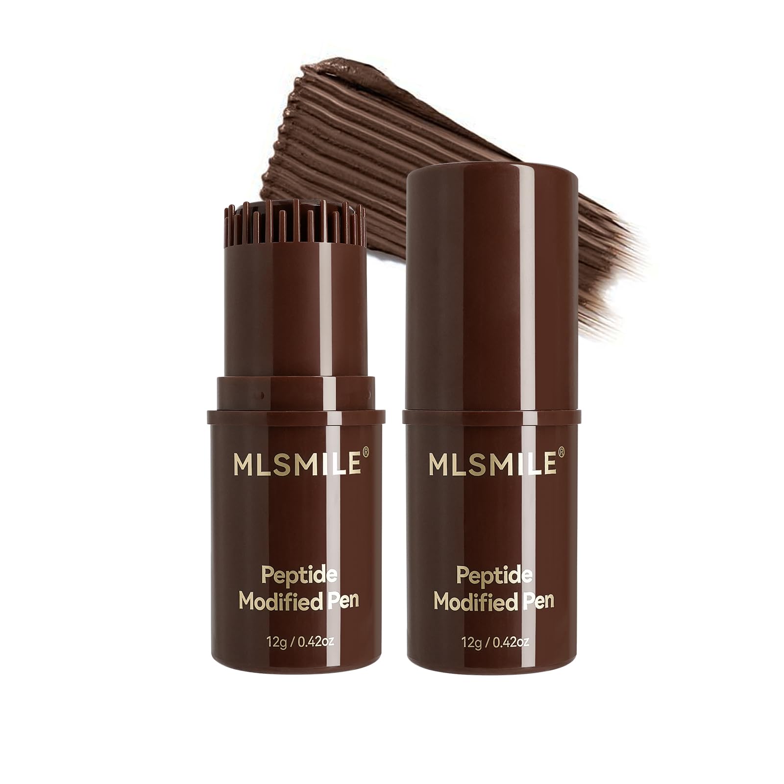 MLSMILE 2PCS Peptide Hair Color Comb,Nourish and Repair Hair Texture Comb Hair Dye Cream,Brown Portable Hair Colouring,2-in-1 Color Correction Stick with Comb to Cover Gray and White Hair