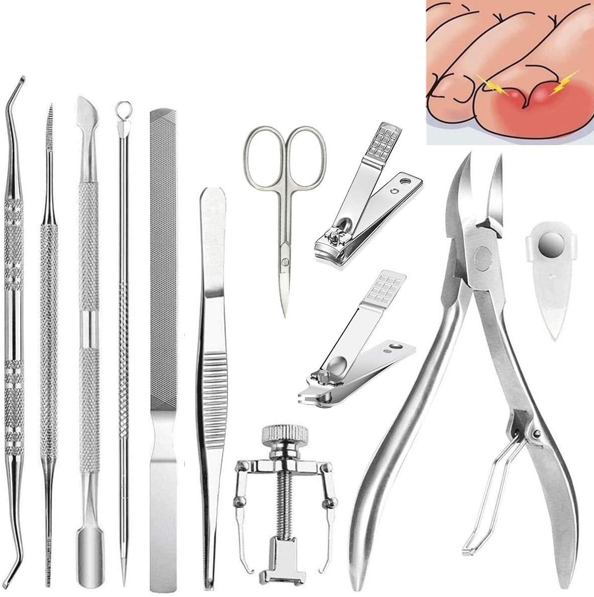 Granpay Manicure Set Nail Clippers Pedicure Kit -12 Pieces Stainless Steel Manicure Kit, Professional Grooming Kits, Nail Care Tools