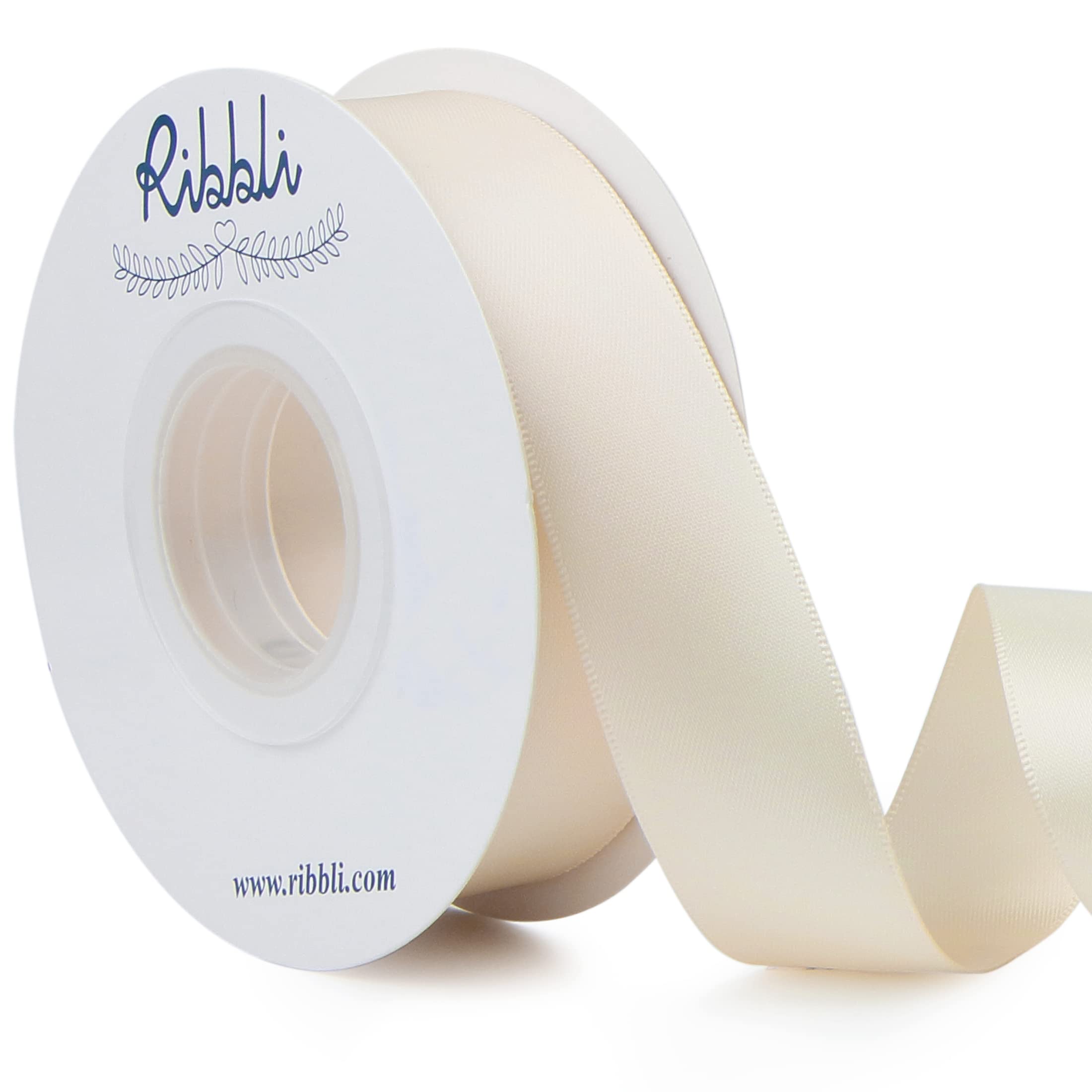 Photo 1 of Ribbli Ivory Double Faced Satin Ribbon,1” x Continuous 25 Yards,Use for Bows Bouquet,Gift Wrapping,Floral Arrangement,Wedding Decoration