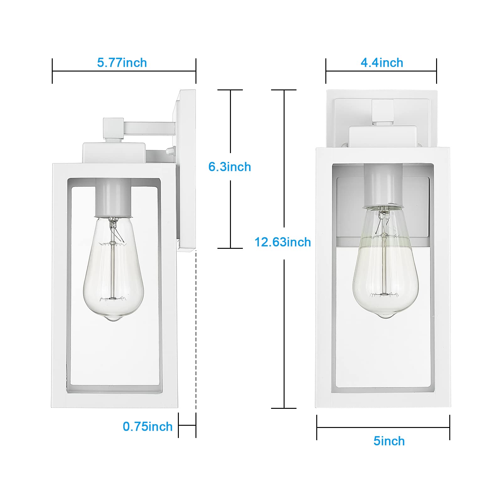Darkaway Outdoor Lights Fixtures Wall Mount, Exterior Waterproof Wall Lanterns, Porch Sconces Wall Mounted Lighting with Glass Shade, Modern Wall Lamps for House Front Porch Patio (2 Pack, White)