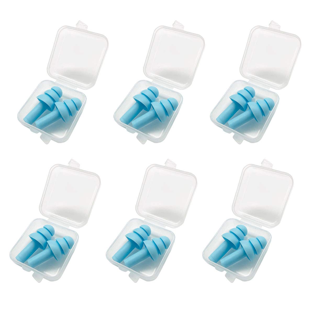 Folaxshoo 6 Pairs Reusable Silicone Earplugs Noise Cancelling for Hearing Protection Individually Wrapped Swimming Ear Plug Waterproof Sound Blocking for Sleeping Snoring Studying Working