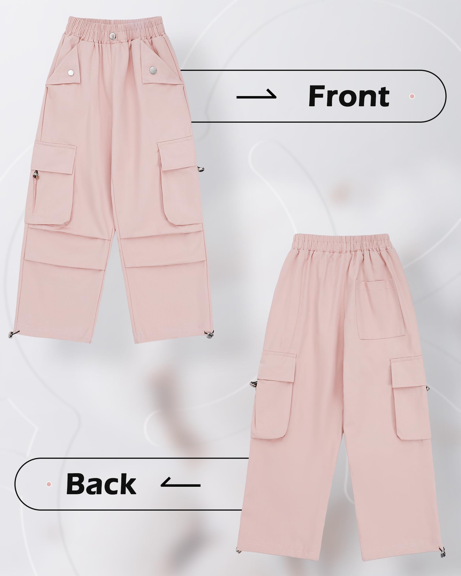 KAKU NANU Pantalones Cargo para niña Cintura elástica Bolsillos