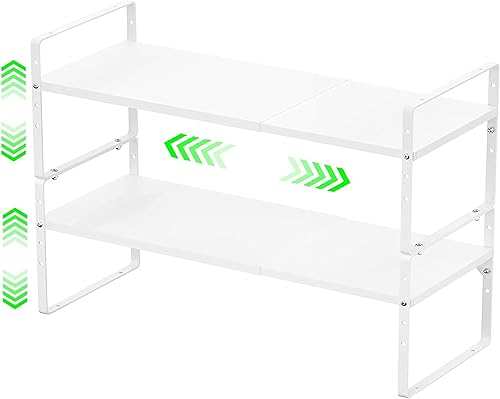 LOCVCDA Estante de almacenamiento expandible para armario de cocina, organizador de estantes de almacenamiento de despensa de metal apilables,