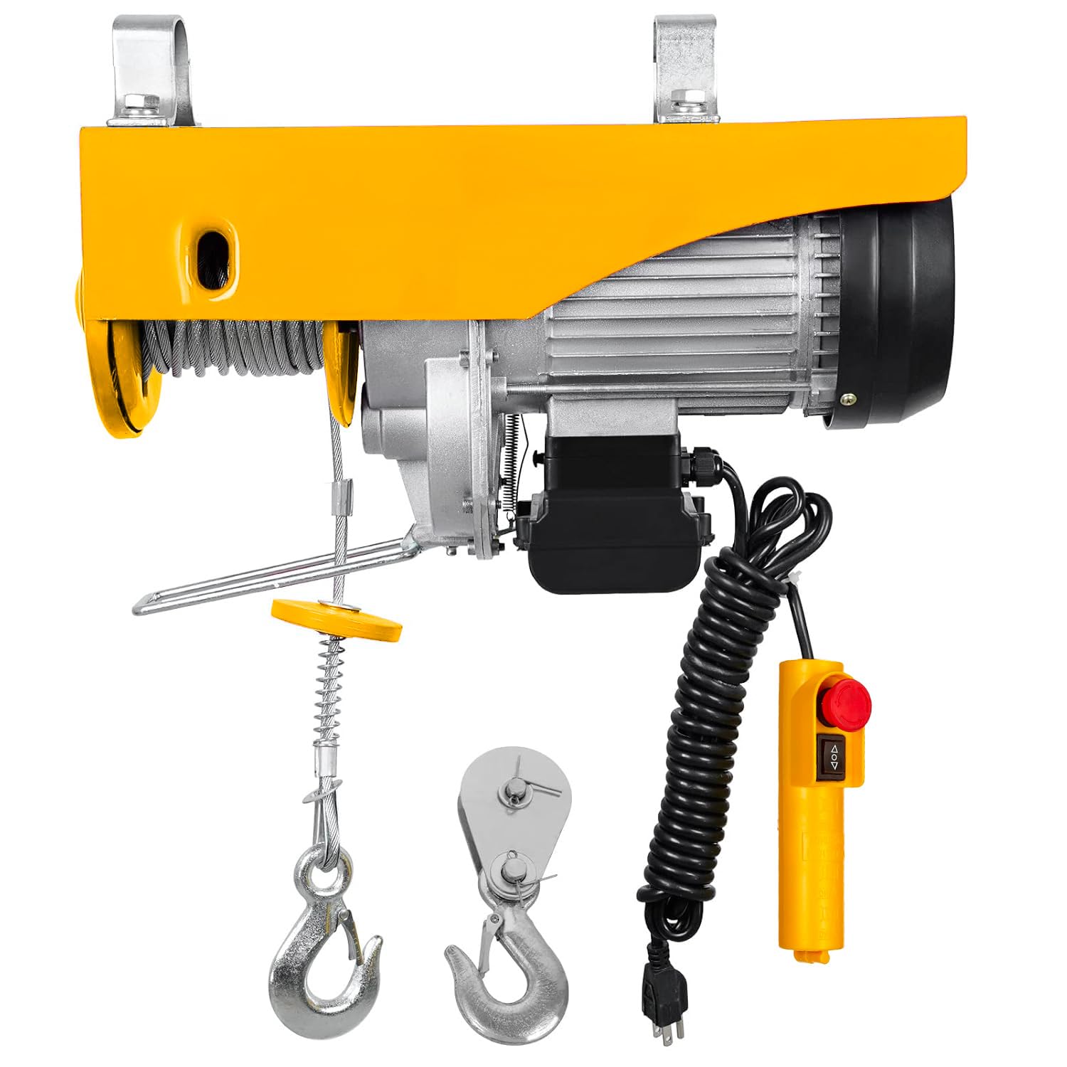 Avilia Paranco da Interno 800W - Montacarichi Elettrico per Carichi 250-500kg, 12m di Altezza, con Tasto di Arresto di Emergenza e Protezione Termica