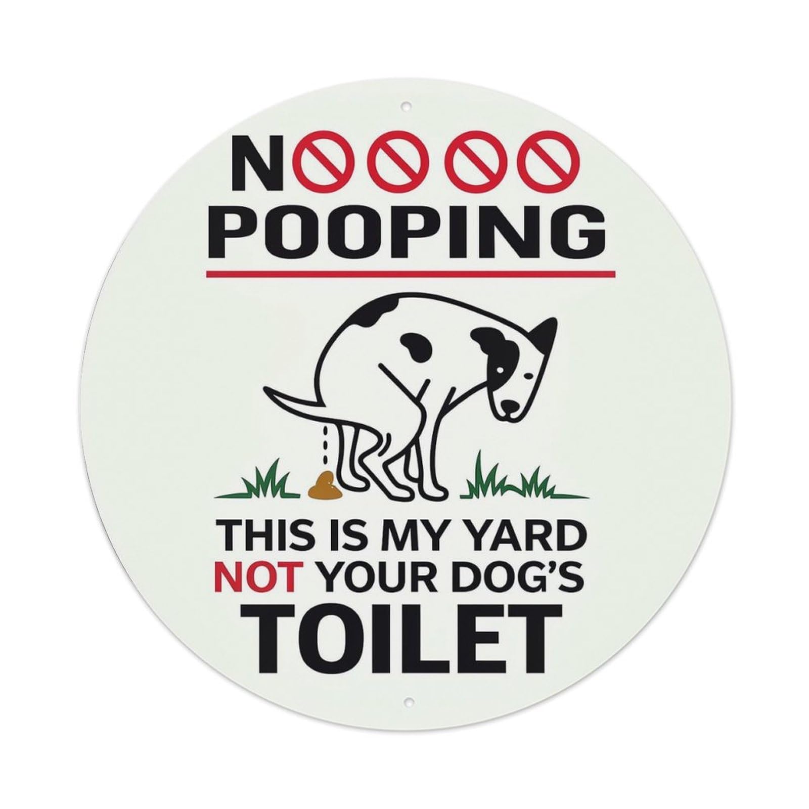 No Pooping Dog Yard Sign Retro Metal Sign Round Tin Sign, Vintage Decor Art Poster for Bar, Home, Man Cave, Kitchen, Laundry Room Gift 8x8Inch