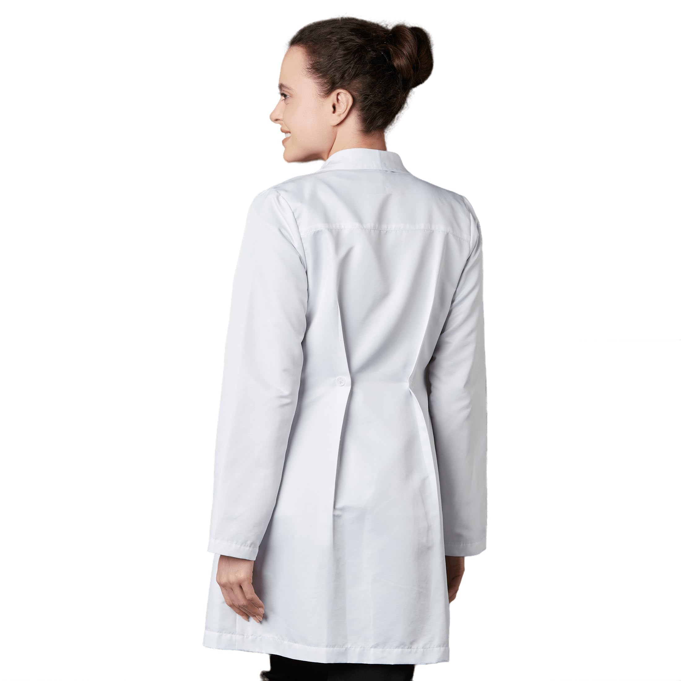 Bata Sanitaria De Trabajo Liunic Mujer Repelente Antibacterial Esterilizable Resistente Reutilizable Médico Doctora Laboratorio Farmacia Color Blanco