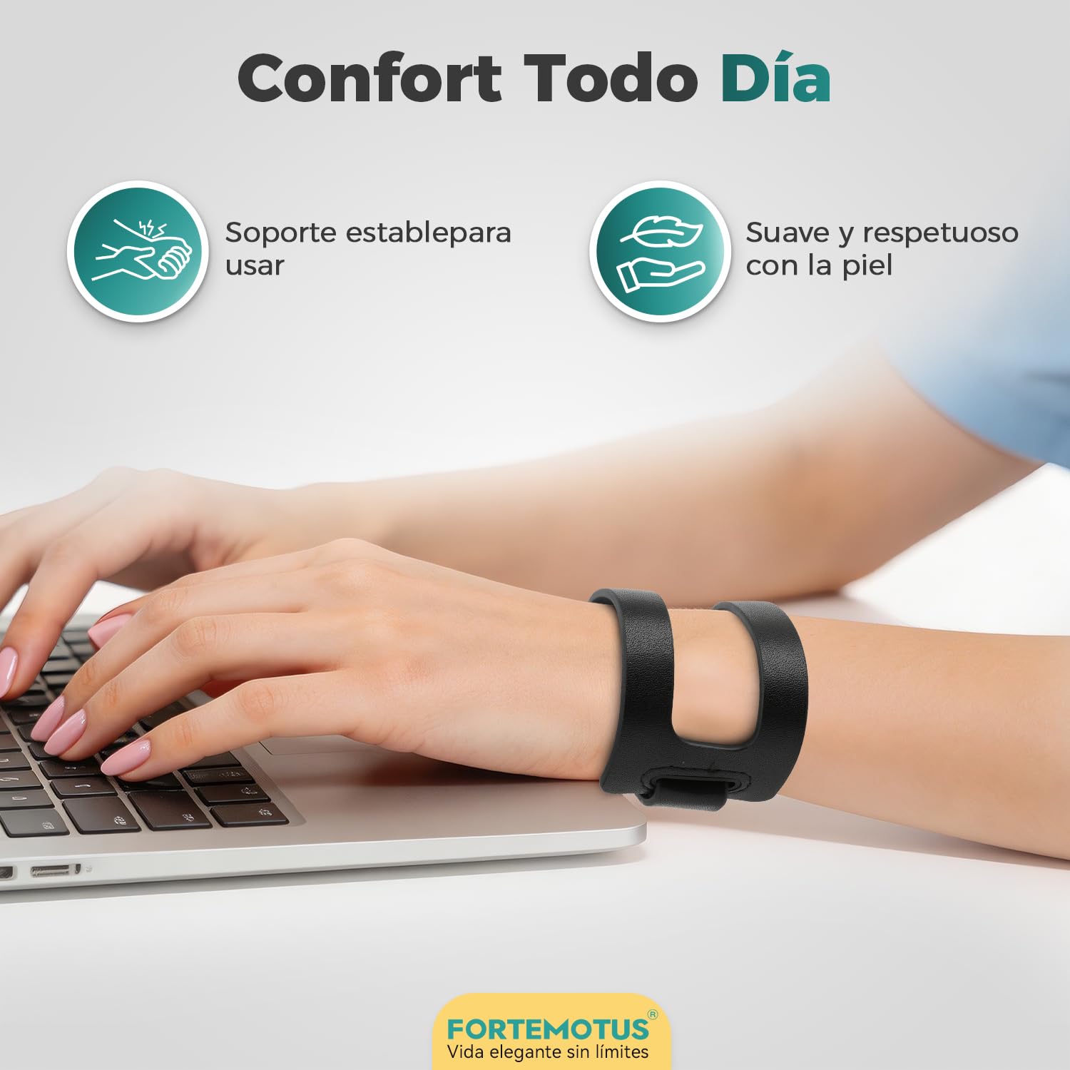 FORTEMOTUS Muñequera TFCC para Hombres y Mujeres, Soporte de Muñeca en Piel PU con Relleno Interno para Inestabilidad DRUJ y Dolor Ulnar, Ajustable para Mano Derecha e Izquierda, M