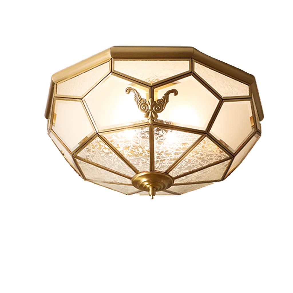 HynJGih American Copper Ceiling Lamp Simple Warm Romantic Small Living Room Dining Room Bedroom Room Study Round Lamp(35cm)