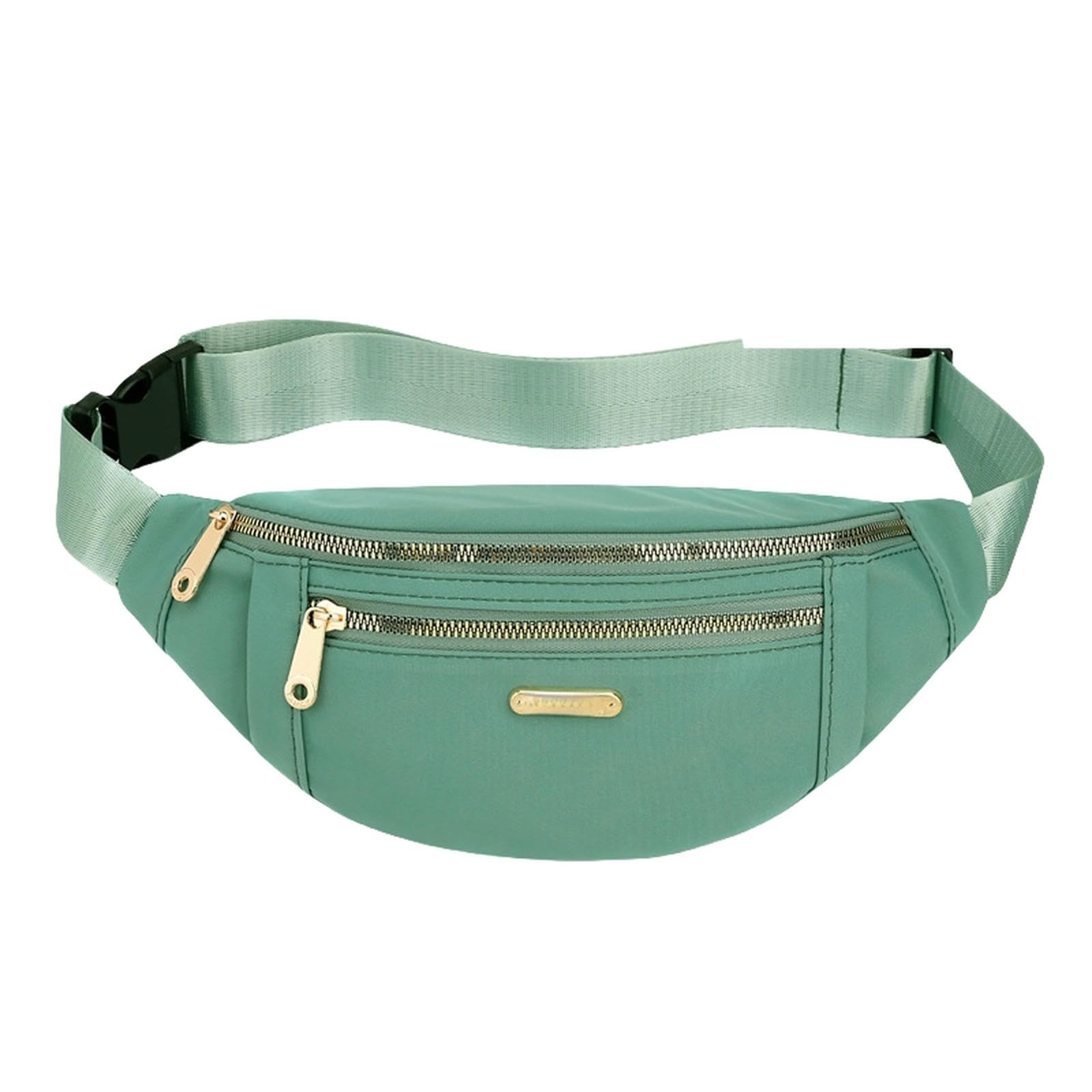 Gyios Bum Bag Fanny Pack Fashionable Waist Casual Travel with 3 Zipper Pockets for Women Men Sports Running Hiking Jogging-Green