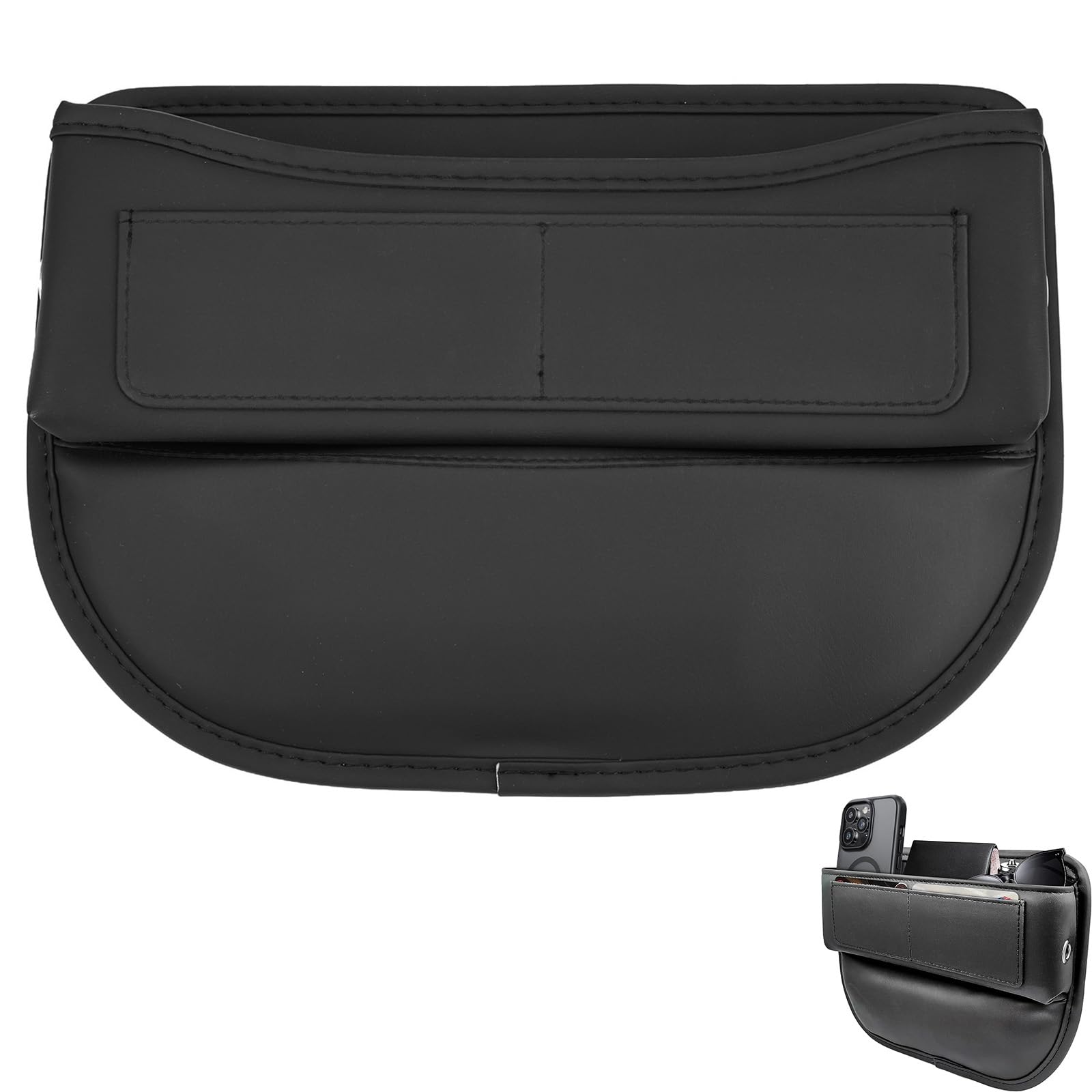Car Seat Gap Filler Organizer, Leather Car Organiser and Storage, 1Pcs | Leather, 29x20cm, Multipurpose Car Storage Organizer, Car Seat Organizer, Car Accessories Interior, Long Trip Essentials-picture-23