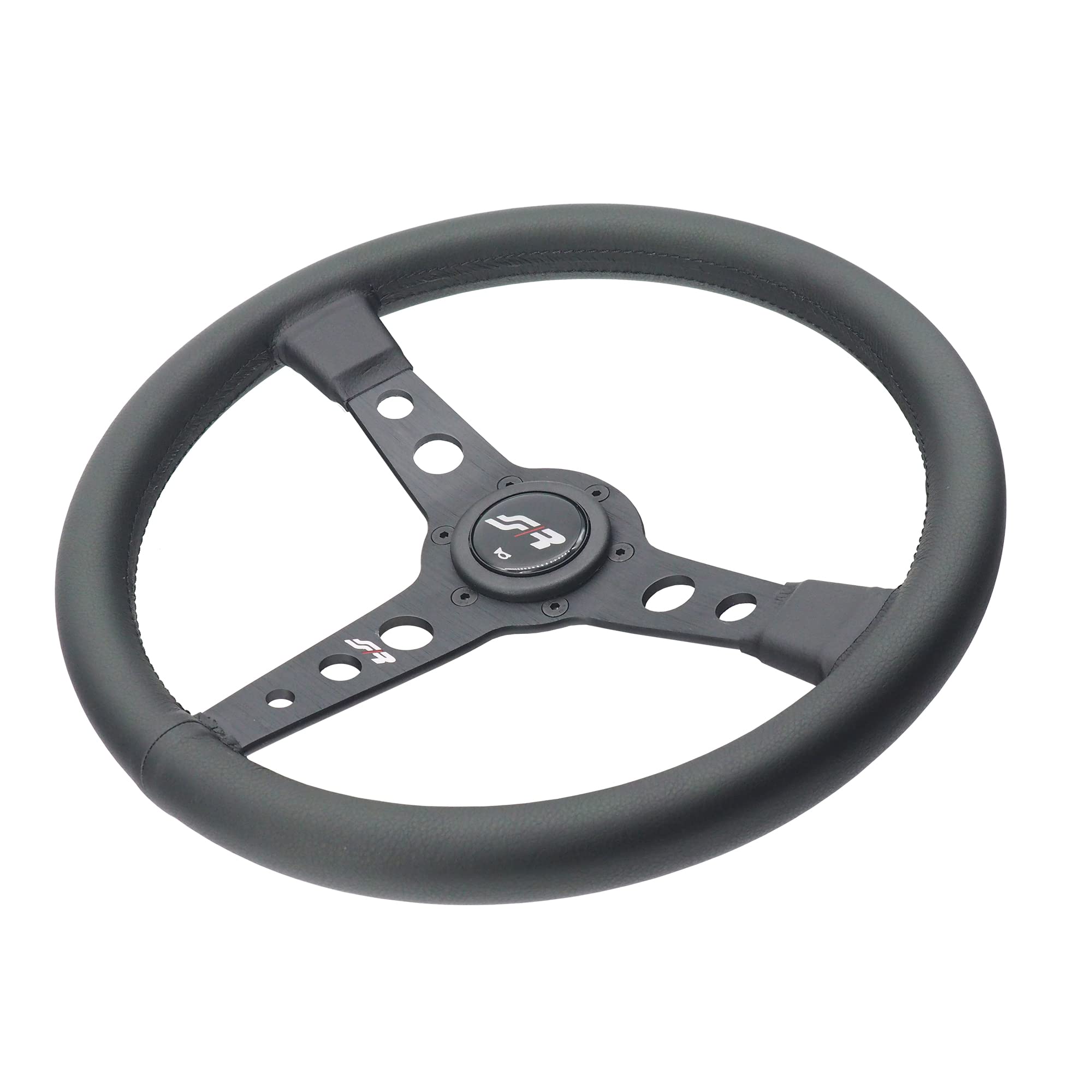 SIMONI RACING Grinta Volante Universale in Eco Pelle Nera Raze in Alluminio Nero