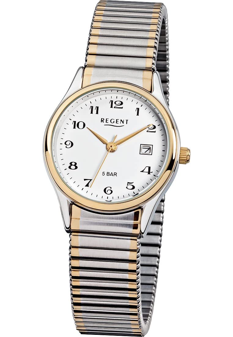 Regent Damen Armbanduhr F-461 Stahl IPG Silber-Gold 29mm, Wasserdichtigkeit: 5Bar, 12310133