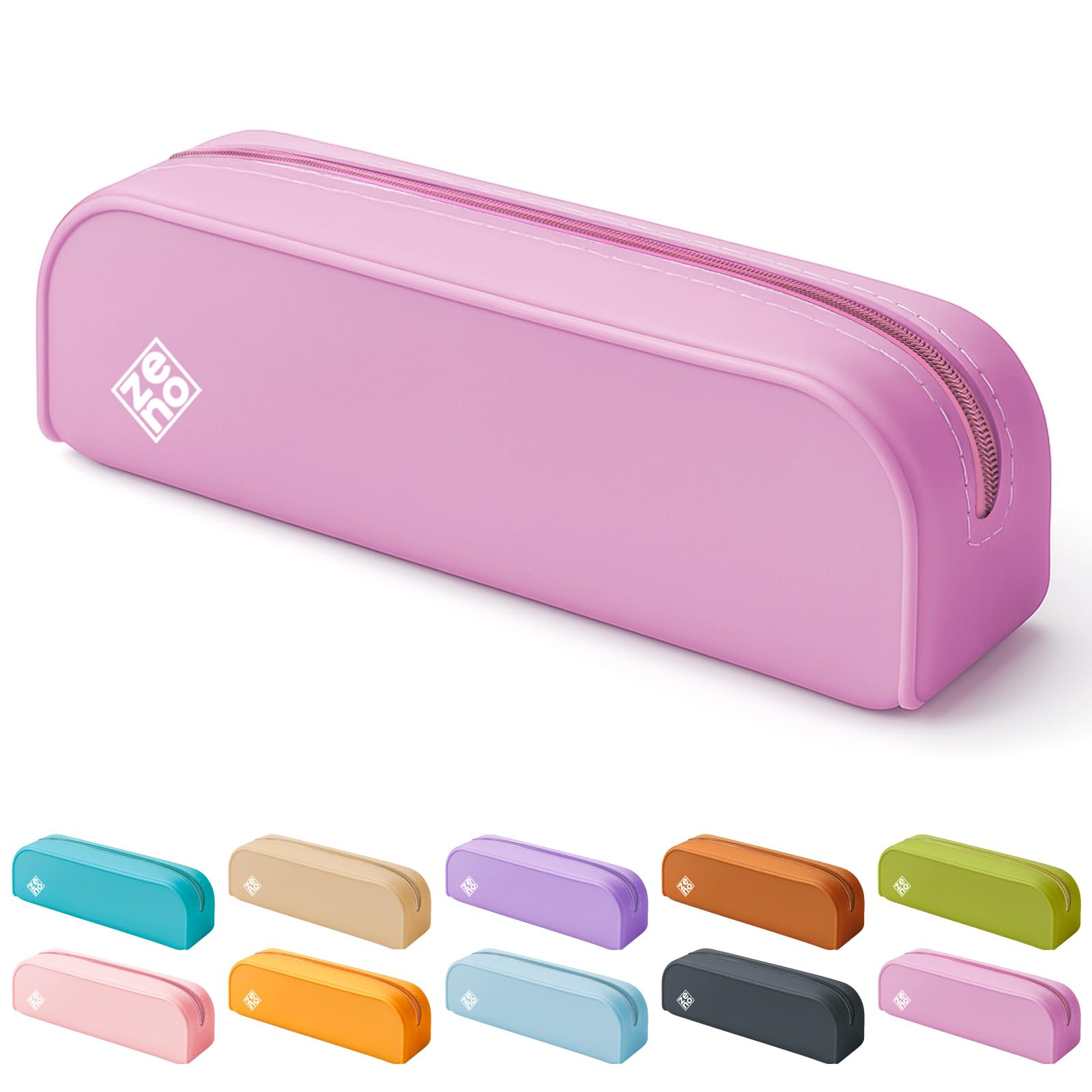 ZENO Silicone Pencil Case – Aesthetic Pencil Pouch for Women & Teens – Cute Pen Case, Pink Make Up Bag, Travel Organiser, Small Stationery Pouch, School Pencil Case – Pink Reef