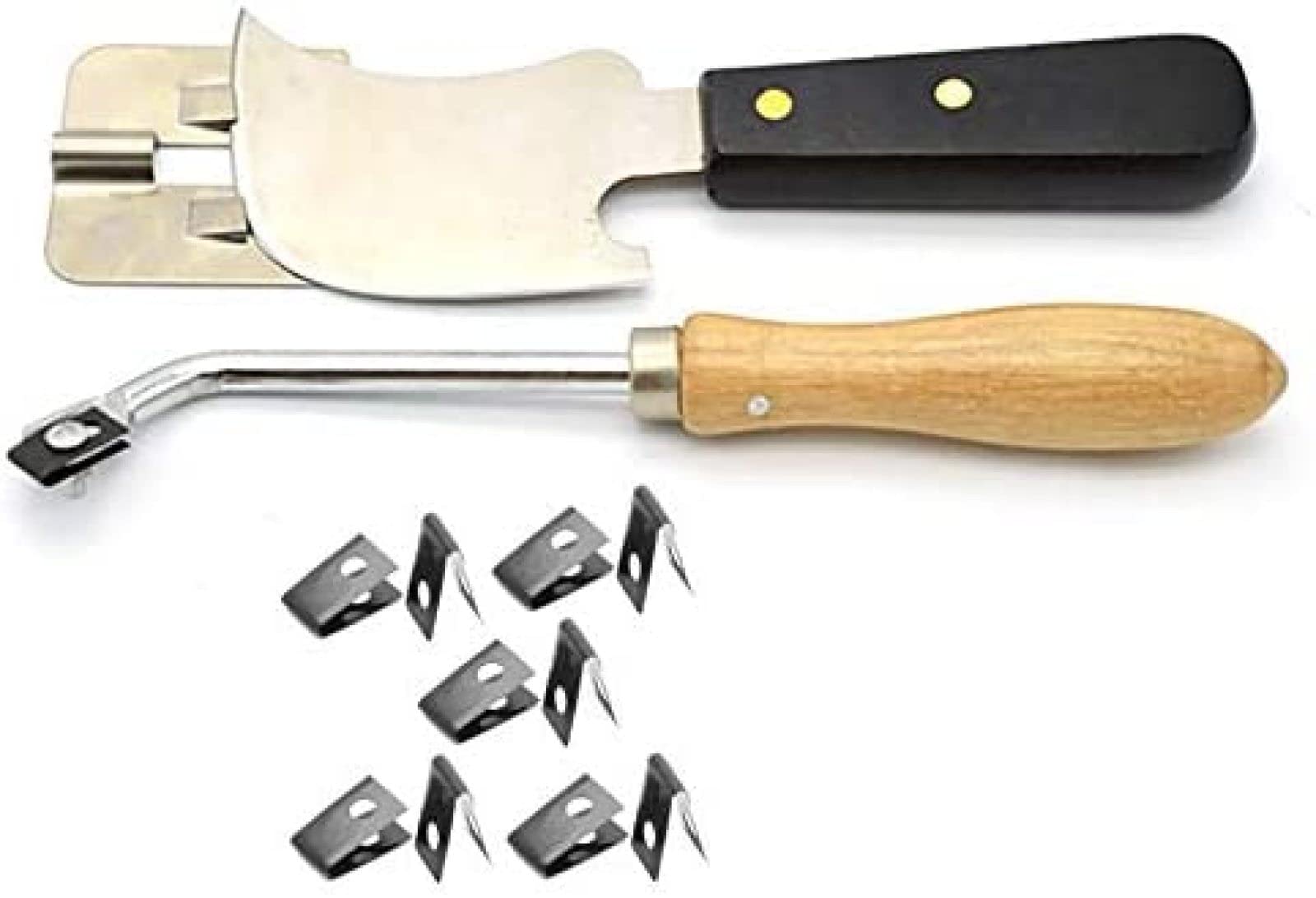 Flaches Vinyl-Viertelmondmesser mit Schweißnahtführung und Bodenbelag-Handnutgerät mit 10 Ersatzklingen zum Beschneiden von Schweißstäben/Nuten von PVC-Vinylböden, Schweißwerkzeug-Set