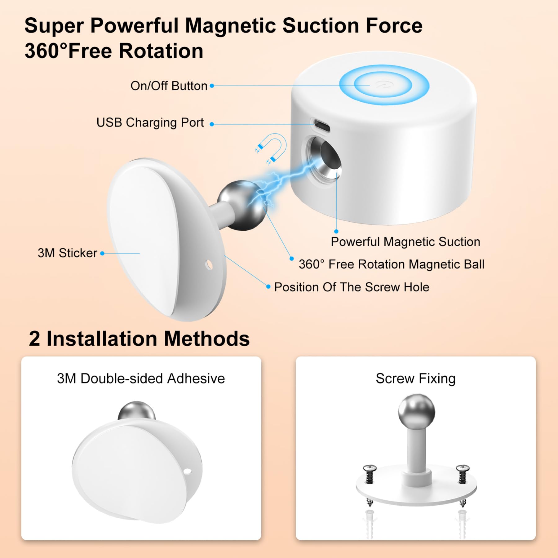 led wandleuchte innen 2 Stück,wandlampe Wandlichter ohne stromanschluss ,4 Helligkeitsstufen 3 Farbmodi Nachttischlampe akku , 360° Drehbare Touch Control Leuchten Für Kinder Wohnzimmer Schlafzimmer