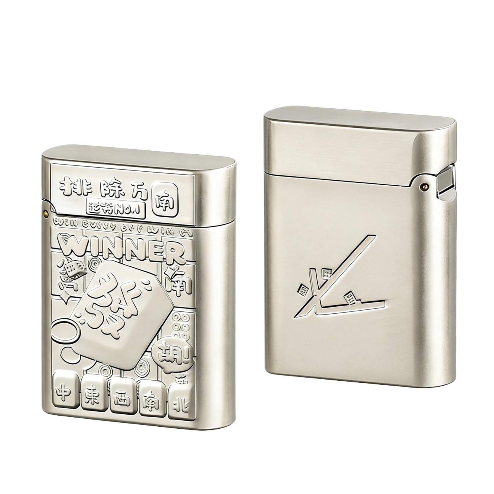 Classic flip-top metal kerosene lighter with smart voice control and gravity-sensing ignition. A perfect lighter for men's camping and hiking trips (fuel not included)(Silver2)