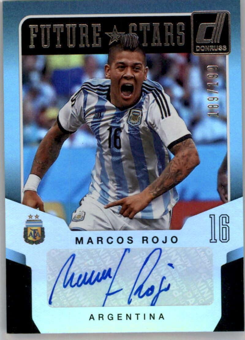 2015 Donruss Future Stars Signatures Silver #10 Marcos Rojo Auto Autograph Argentina #199 or Less Official Soccer Autograph Card in Raw (NM or Better) Condition