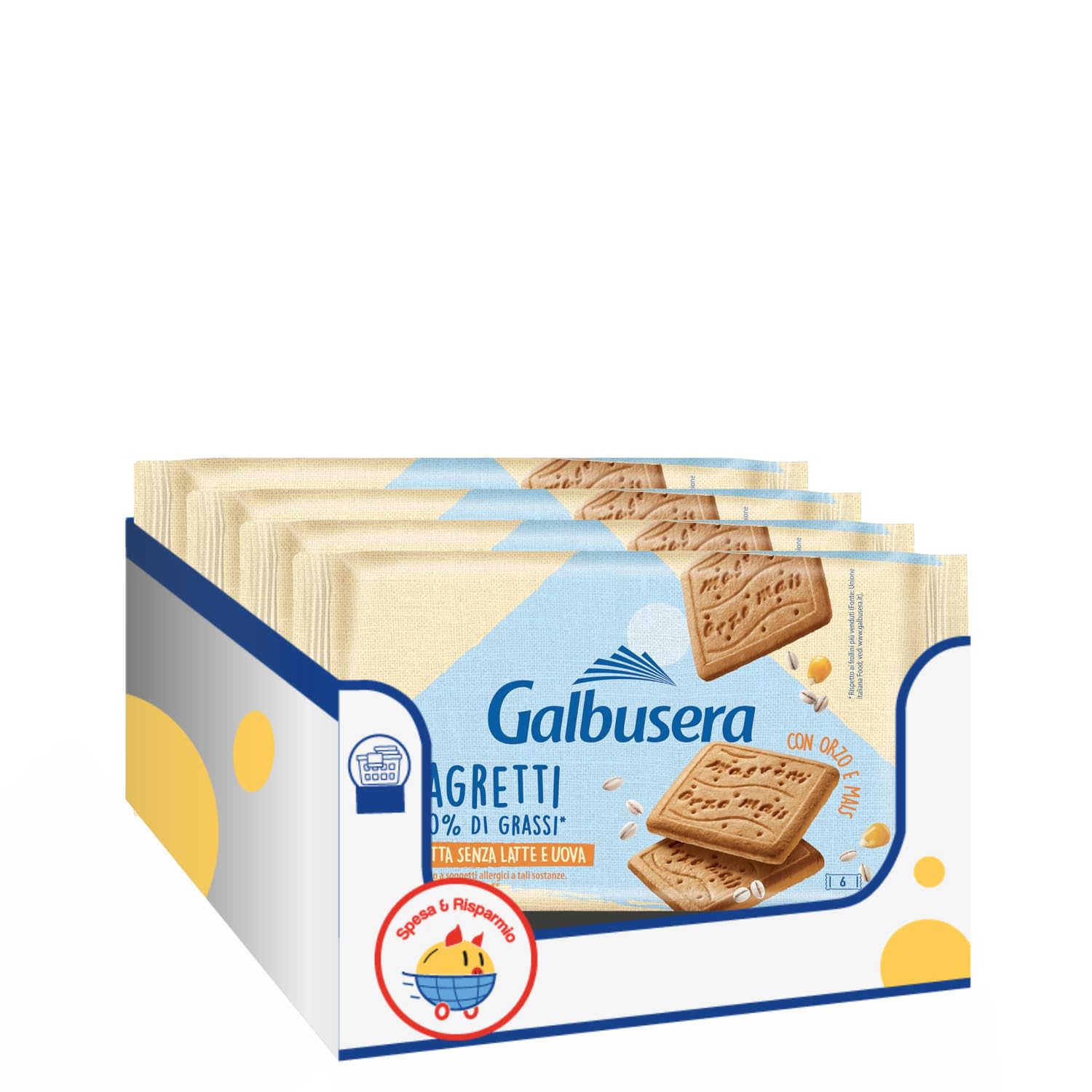 Biscotti Magretti Orzo e Mais 350g Frollini Leggeri Senza Latte e Uova -40% Grassi Variazioni 4/8/12 Confezioni (12 PEZZI)