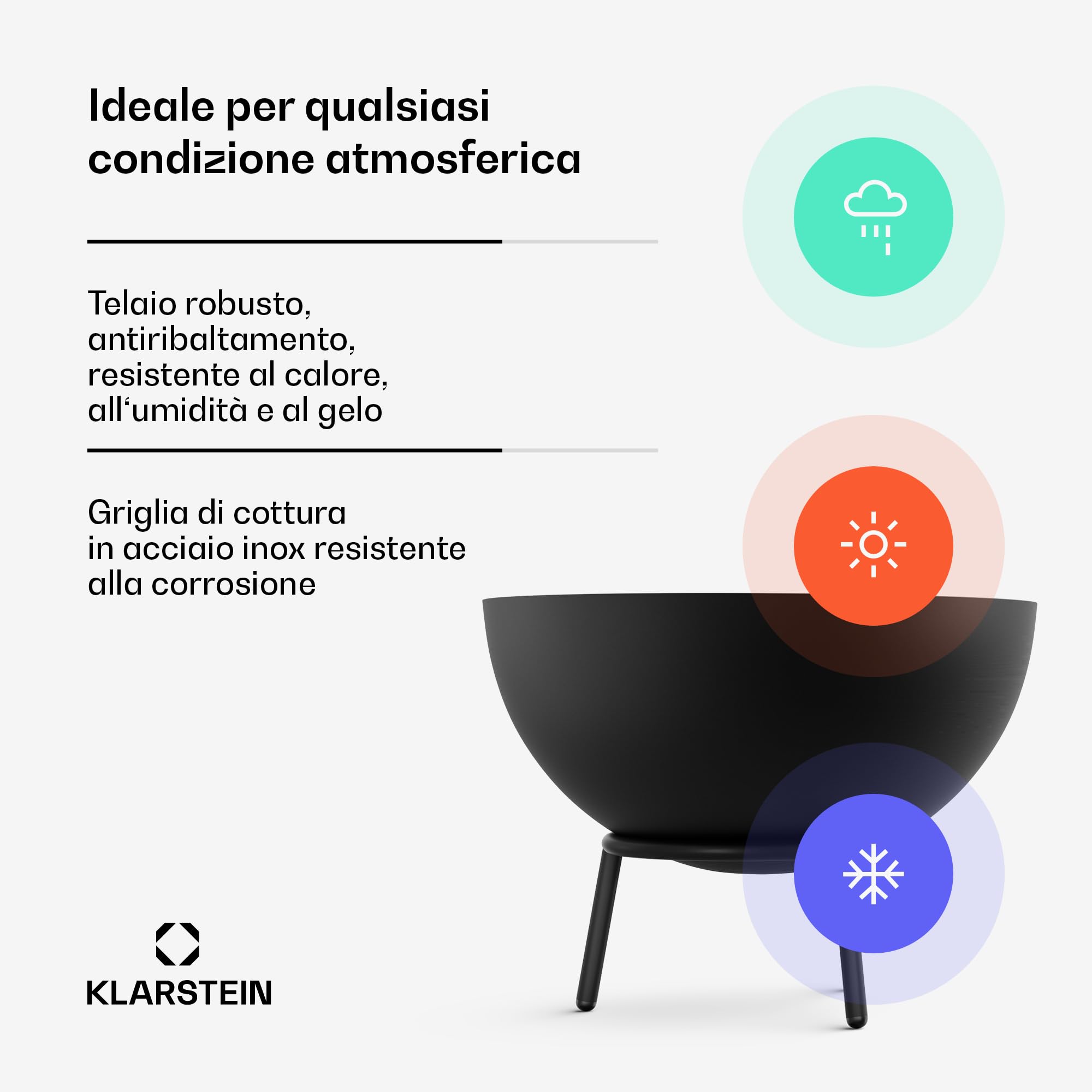 blumfeldt Fireball Braciere da 66 cm - Braciere in acciaio con design basculante 2 in 1, acciaio spesso 3 mm, base stabile, griglia per la cenere, attizzatoio & copertura antipioggia