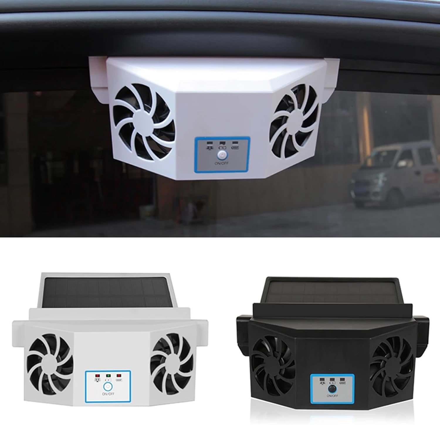 Air Circulation Fan 4500RPM Solar Charging Ventilation Fan Auto Interior Cooling Fan for Car Vehicle Truck SUV