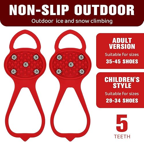Miniatura 2 de Tacos de agarre antideslizantes universales, tacos de hielo antideslizantes de 5 garras para zapatos, botas, tacos de tracción de hielo para