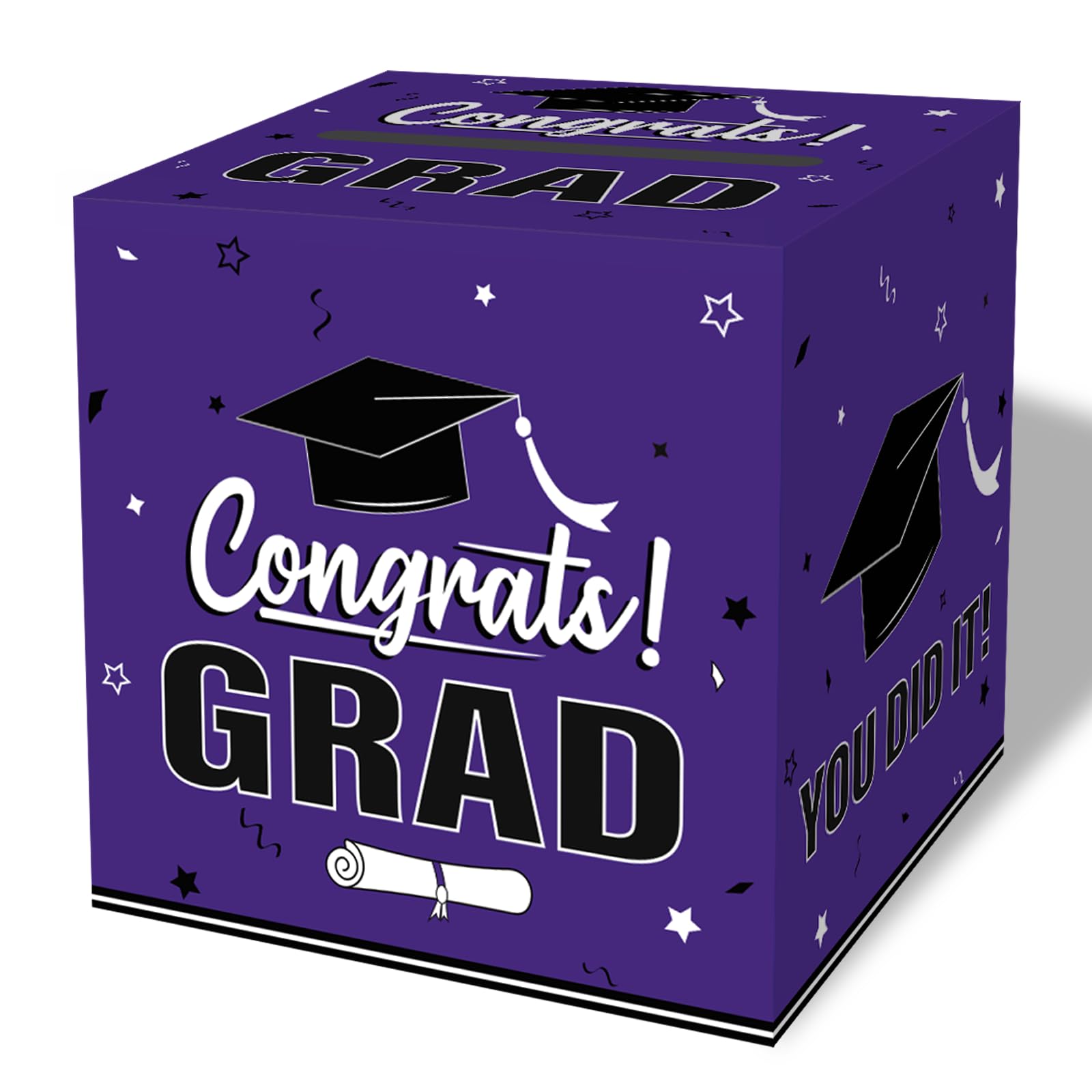 Graduation Card Box 2026, Purple Foldable Cardboard Card Box for Party, 2026 Graduation Party Decorations, Purple Graduation Box