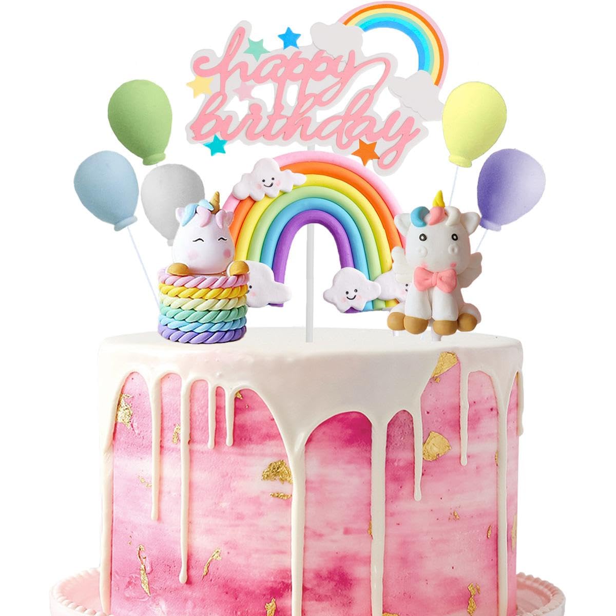 Einhorn Tortendeko Set – 23 Teile, 3D Kuchen Topper, Regenbogen Deko Für Geburtstag & Partys