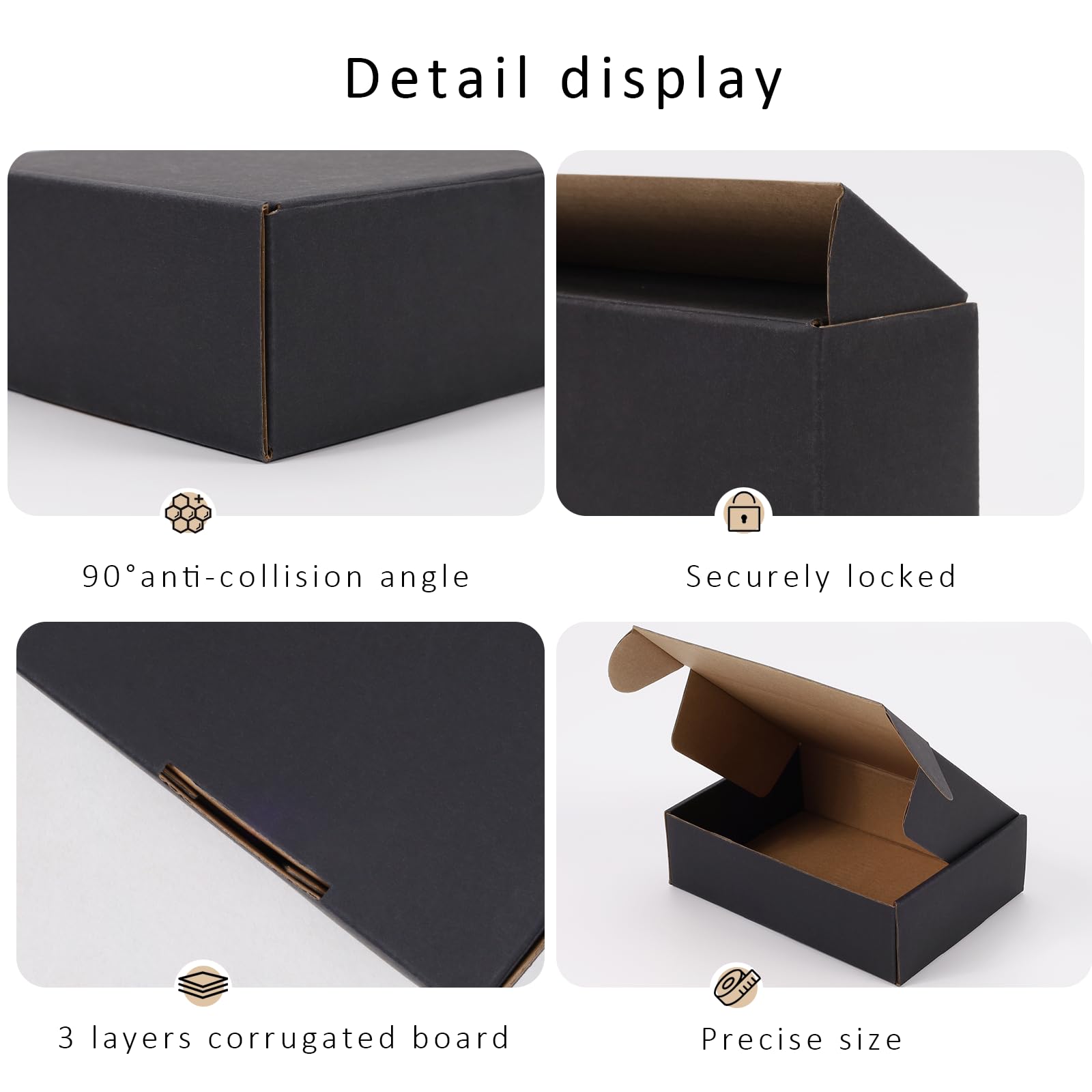 BIOBROWN Kartony wysyłkowe, pudełko prezentowe 18 x 13 x 2,5 cm (opakowanie 50 szt.) czarne kartony z tektury falistej dla małych firm, e-commerce i opakowanie na prezent