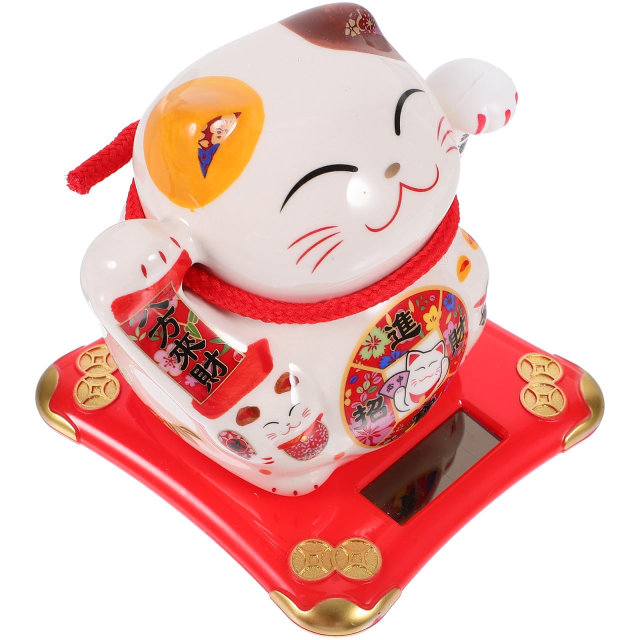 ifundom Adorno de Gato Suerte Figura de Gato Japonesa Brazo Móvil Buena Suerte para Coche Manualidades de Que Saluda Decoración de Escritorio Solar