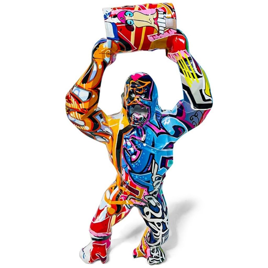 Figurine Gorille Multicolore Créative Résine Sculpture Animale Couleur Splash Décoration Maison Bureau