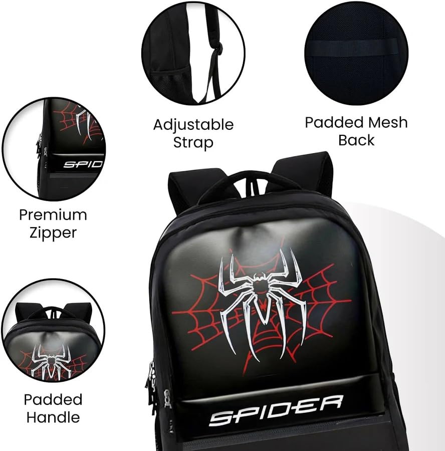 Image of ASM Bags Spider bag for boys backpack Laptop Backpack Men & Women | For School, Office & Travel Daily Use Stylish Boys Girls Spider Bag | 5 Pockets 2 Hidden Pocket Black -37X4X52