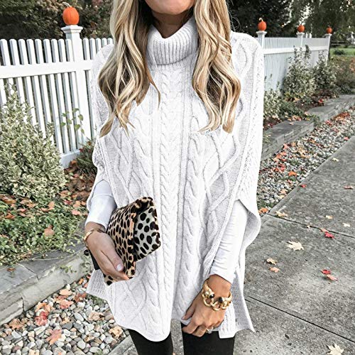 Pull homme qui ne se déforme pas blanc M | Pull ample solide col fendu - 6