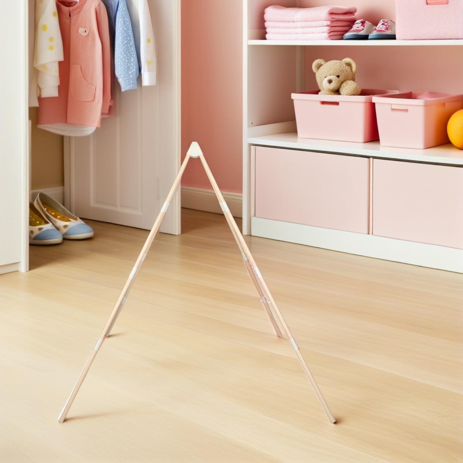 Supporto per Tenda Bambini in Legno Beige Staffe Triangolari