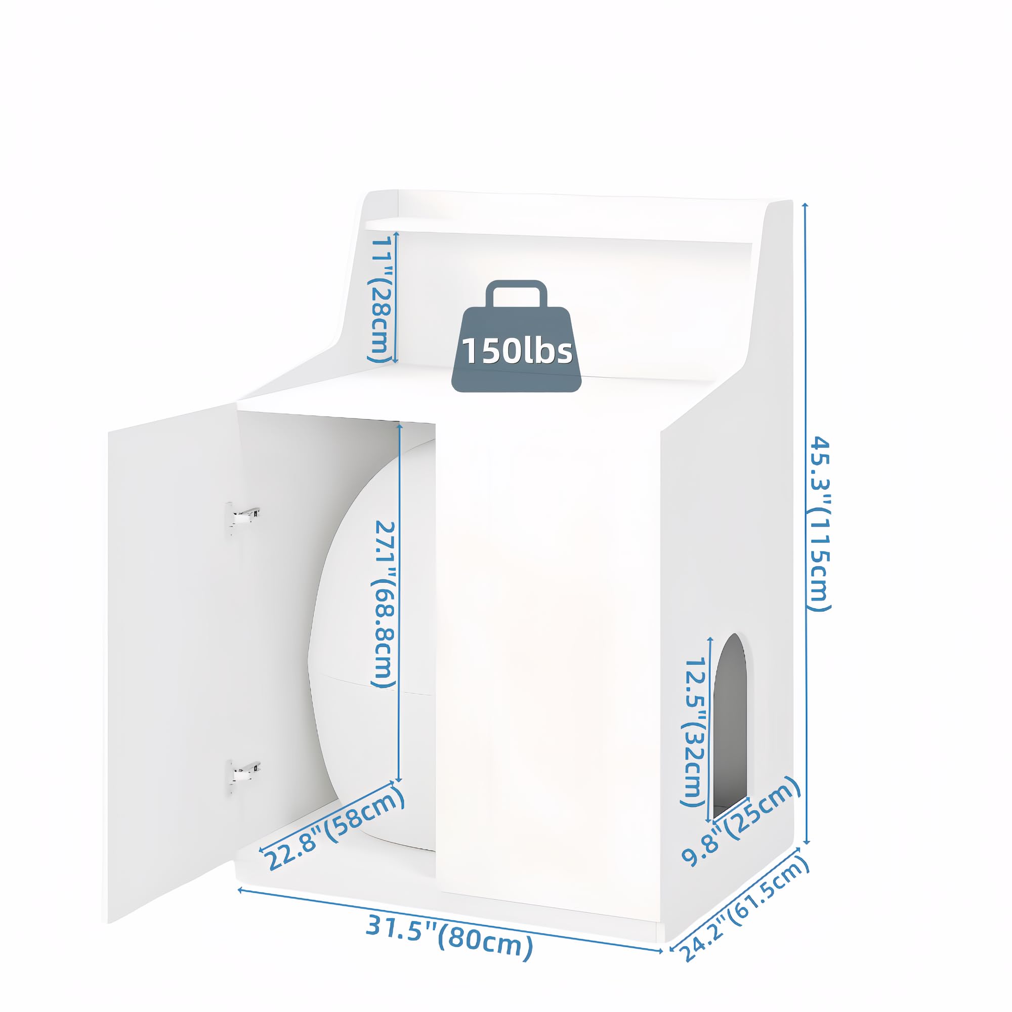 Large/Tall Cat Litter Box Enclosure Furniture, Hidden Cabinet for Self-Cleaning Litter Boxes with Storage Shelf,Furniture for Automatic Litter Boxes - image 5