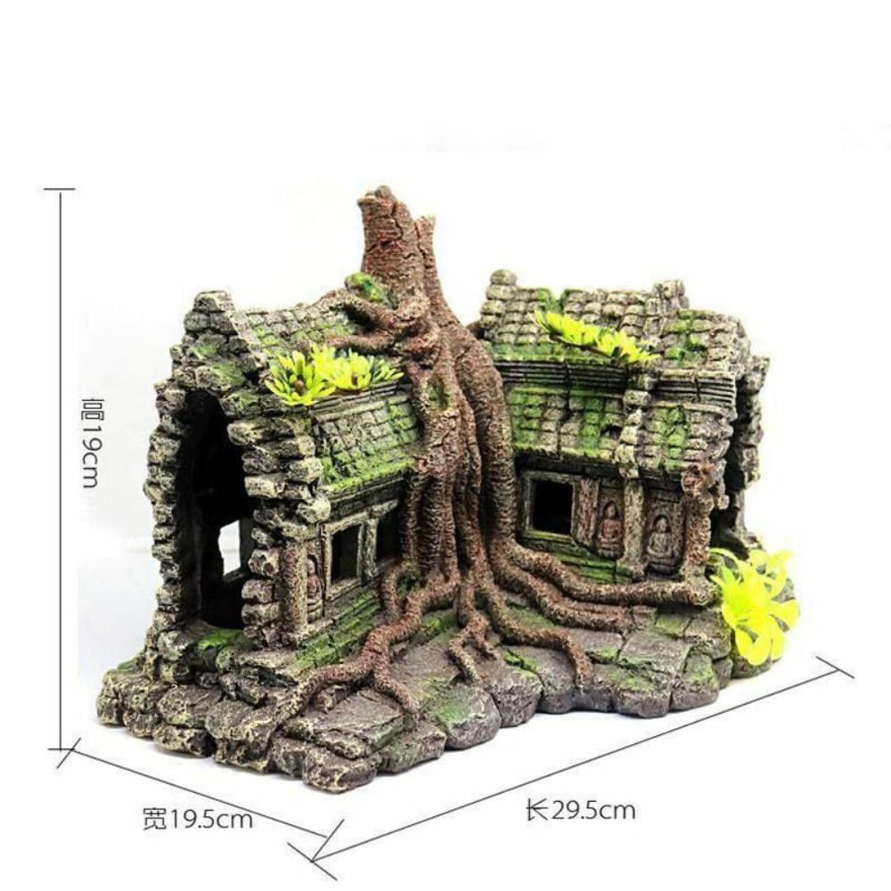 Decorazione per acquario da 29,5 cm, grande castello sull'albero, ornamento Aquascape