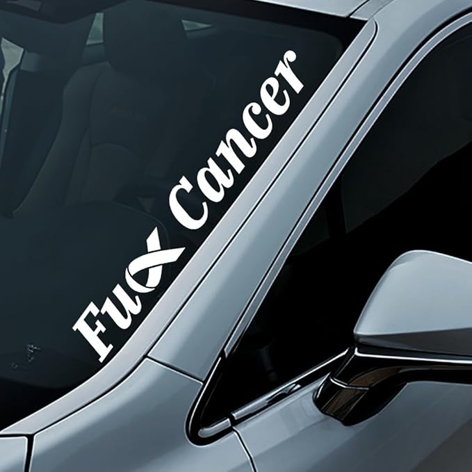Fuck Cancer Windshield Banner Sticker Car Decal Window Bumper Decal Sticker Suitable for Cars, Trucks