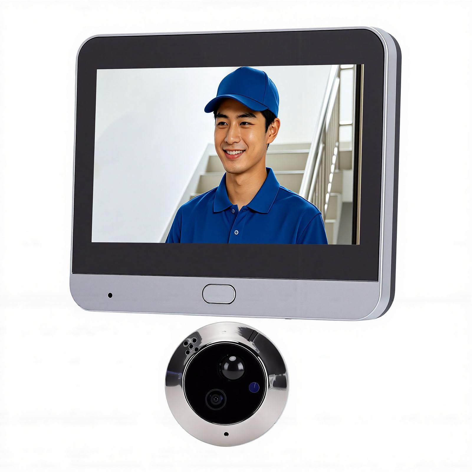 Luocute Timbre con Vídeo Inteligente 1080P, Pantalla LCD de 4,3 Pulgadas WiFi Conversación Bidireccional con Reducción de Ruido, Detección de Movimiento PIR Batería de 5000 MAh para