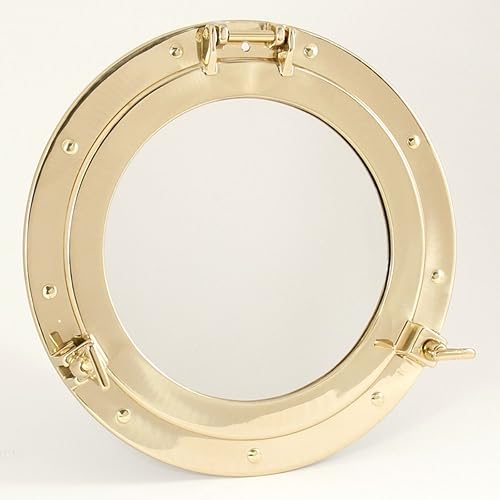 Bey-Berk BB05 Espejo de ojo de buey de latón de 11 1/2", gris