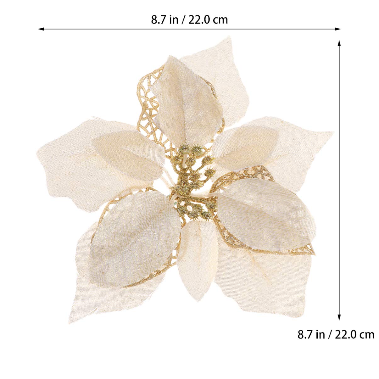 RLKHXBS Hand Decor 6 Piezas De Flores De Pascua De Navidad Flores De Pascua De Brillo Artificial Adornos para Coronas De Árboles De Navidad Decoración De Guirnaldas Guirnalda Artificial Día De