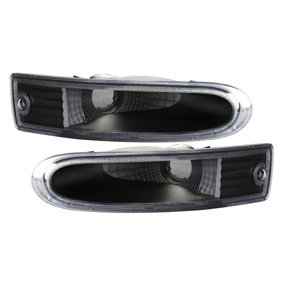 Black Bumper Lights Front Turn Signal Lamps Heavy Duty ABS Plastic Housing/Polycarbonate Lens for Mitsubishi Eclipse GS/GT/RS 2000-2002 & Spyder GS/Spyder GT 2001-2002 MM1693