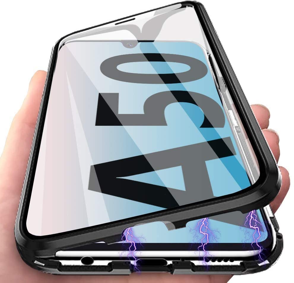 Carcasa de cristal templado para Samsung Galaxy A50, magnética, transparente, protección integral, color negro
