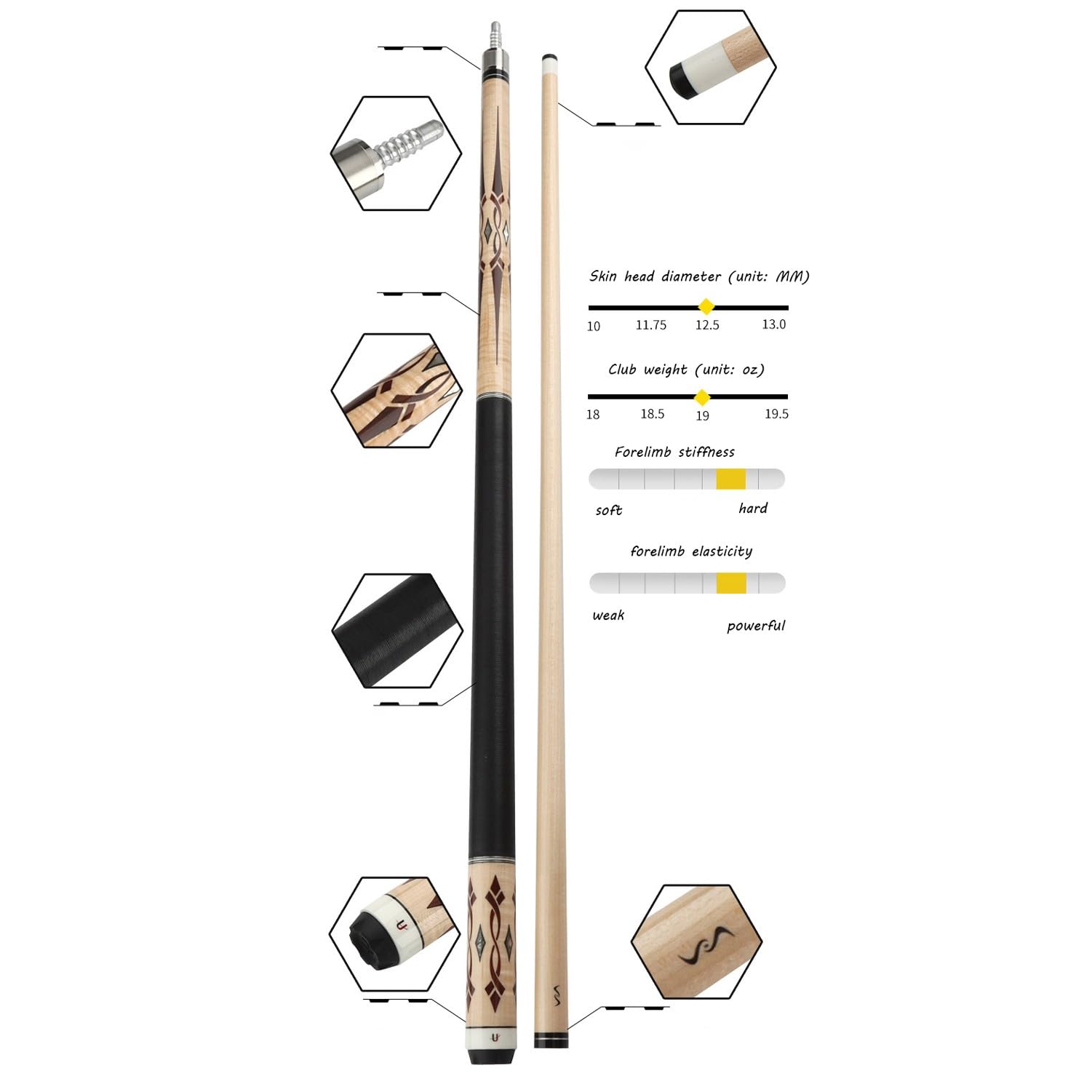 ビリヤードキュー ケース付き 約147cm