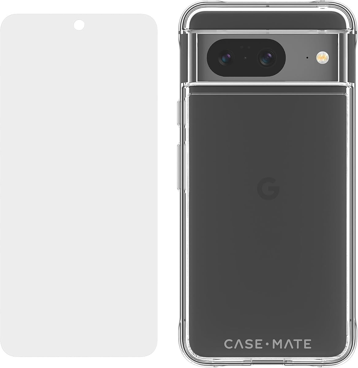 Case-Mate Funda para Google Pixel 8 con protector de pantalla de vidrio templado [6.2", 2023] [Protección contra caídas de 12 pies] [Carga inalámbrica] Funda transparente resistente para Google Pixel 8, antiamarilleo, antiarañazos, delgada
